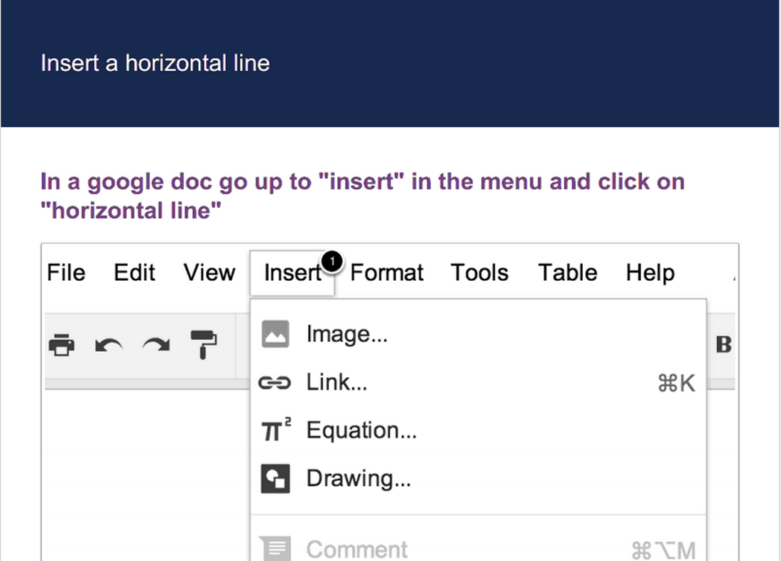 how to use google docs horizontal